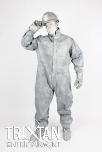 Silver Rig Worker Living Statue