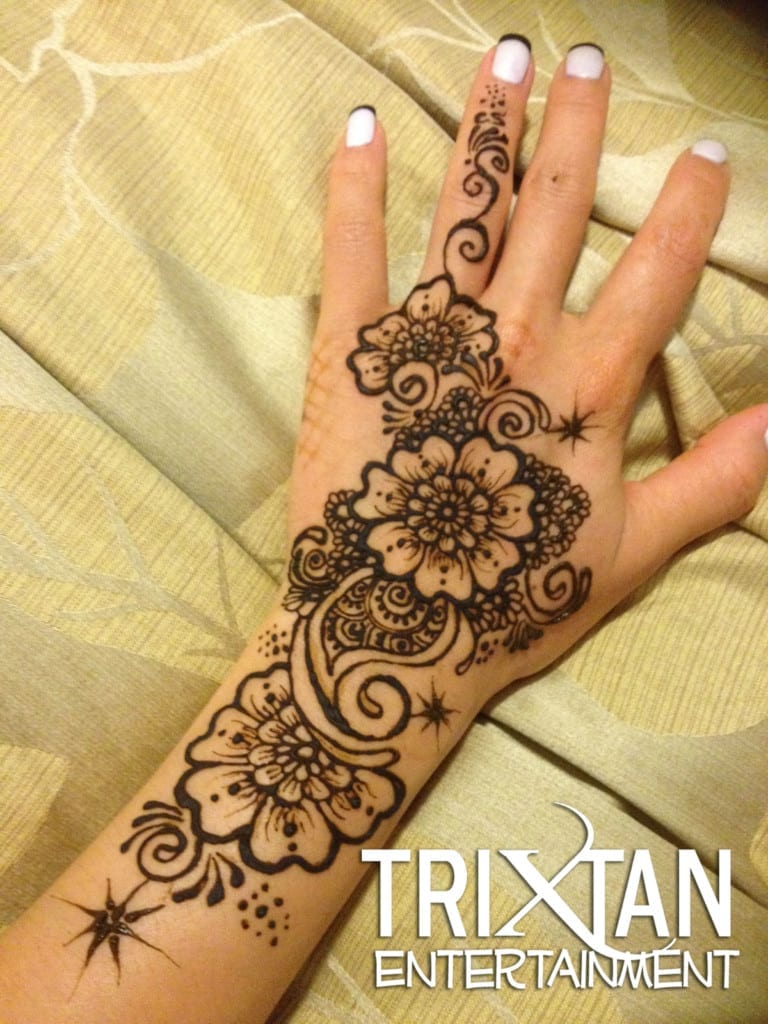 Henna tattoo brown mehndi flower template doodle Vector Image