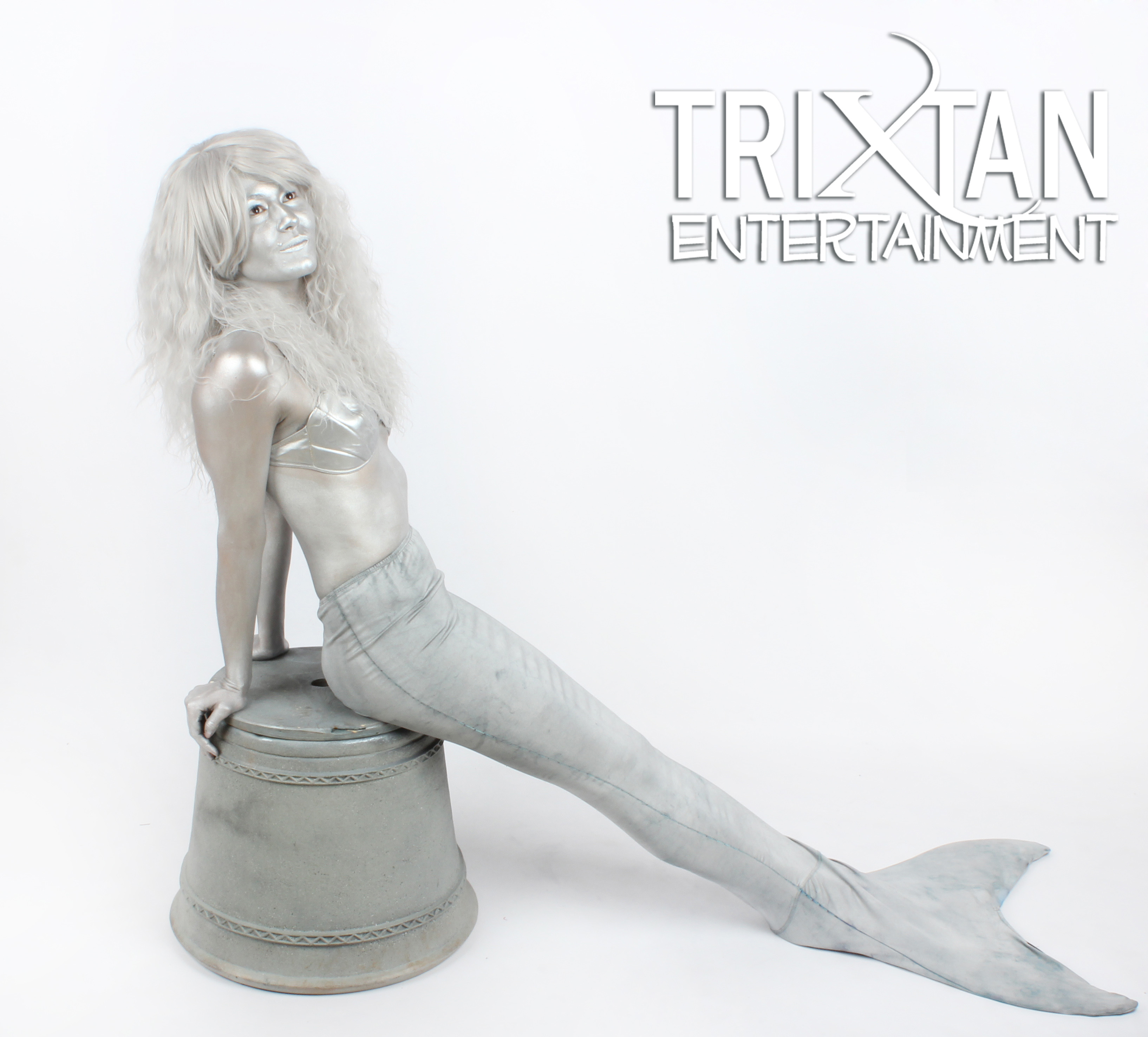 Mermaid, Silver, Living Statue
